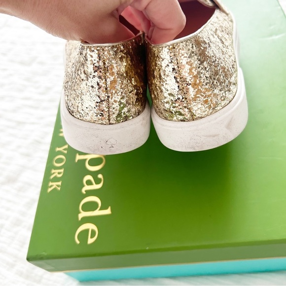 Kate Spade Gold Glitter Slip On Sneaker Loafers Size 5 - Picture 8 of 9